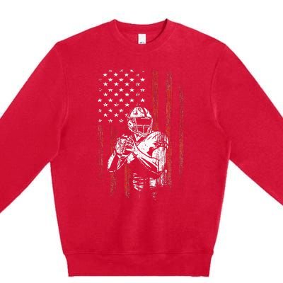 American Flag Football Team Gift Premium Crewneck Sweatshirt