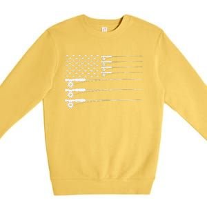 American Flag Fly Fishing Rod Trout Patriot Gift Premium Crewneck Sweatshirt