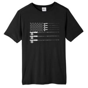 American Flag Fly Fishing Rod Trout Patriot Gift Tall Fusion ChromaSoft Performance T-Shirt