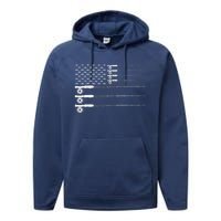 American Flag Fly Fishing Rod Trout Patriot Gift Performance Fleece Hoodie