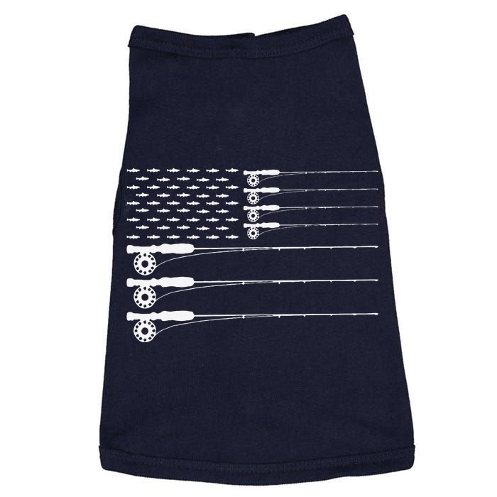 American Flag Fly Fishing Rod Trout Patriot Gift Doggie Tank