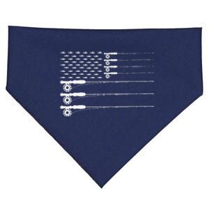 American Flag Fly Fishing Rod Trout Patriot Gift USA-Made Doggie Bandana