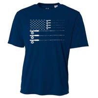 American Flag Fly Fishing Rod Trout Patriot Gift Cooling Performance Crew T-Shirt