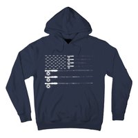 American Flag Fly Fishing Rod Trout Patriot Gift Hoodie