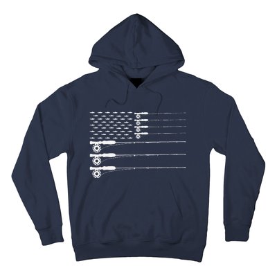 American Flag Fly Fishing Rod Trout Patriot Gift Hoodie