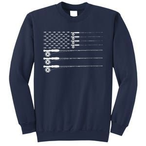 American Flag Fly Fishing Rod Trout Patriot Gift Sweatshirt