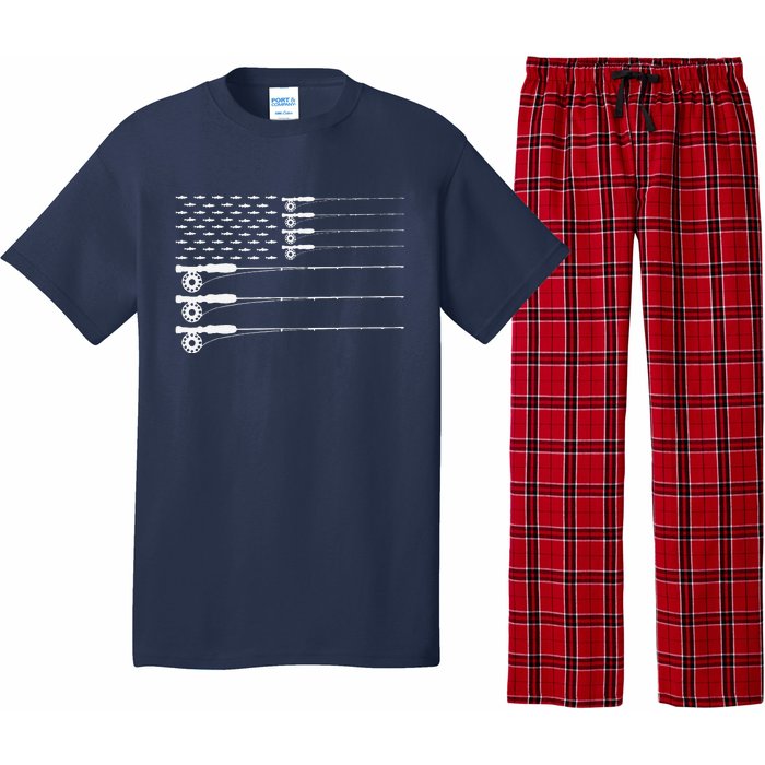 American Flag Fly Fishing Rod Trout Patriot Gift Pajama Set