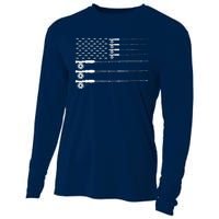 American Flag Fly Fishing Rod Trout Patriot Gift Cooling Performance Long Sleeve Crew