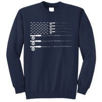 American Flag Fly Fishing Rod Trout Patriot Gift Tall Sweatshirt