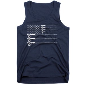 American Flag Fly Fishing Rod Trout Patriot Gift Tank Top