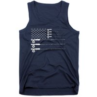 American Flag Fly Fishing Rod Trout Patriot Gift Tank Top