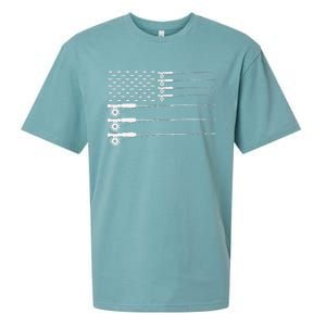 American Flag Fly Fishing Rod Trout Patriot Gift Sueded Cloud Jersey T-Shirt