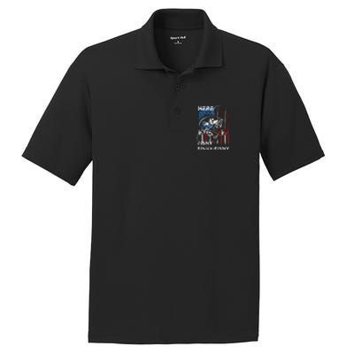 American Flag Fishing Here Fishy Fisherman Dad Papa On Back PosiCharge RacerMesh Polo