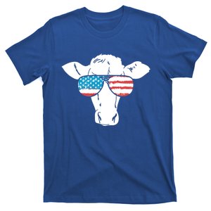 American Flag Fourth Of July Cow Lover Graphic Gift T-Shirt