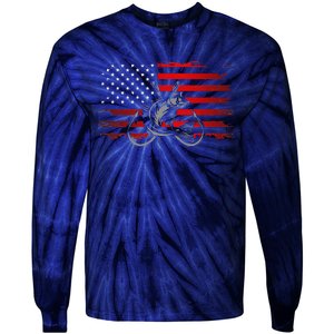 American Flag Fishing Tie-Dye Long Sleeve Shirt