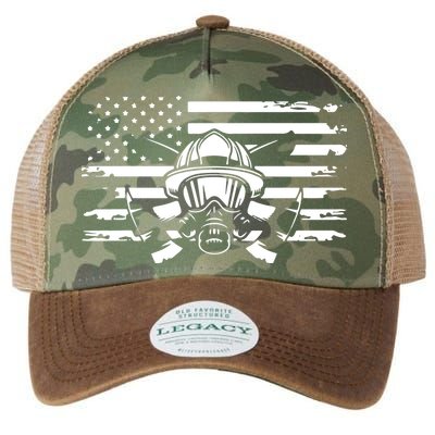American Flag Fireman Firefighter Apparel Fireman Legacy Tie Dye Trucker Hat
