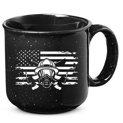 American Flag Fireman Firefighter Apparel Fireman 15oz Campfire Ceramic Mug