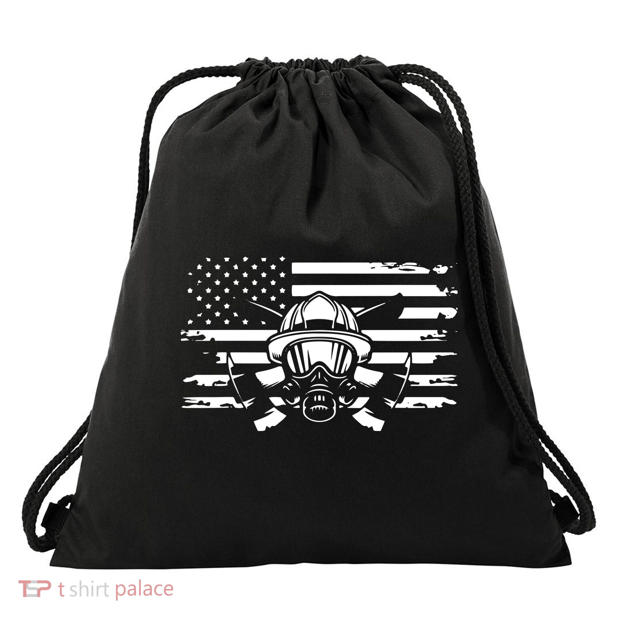 American Flag Fireman Firefighter Apparel Fireman Drawstring Bag