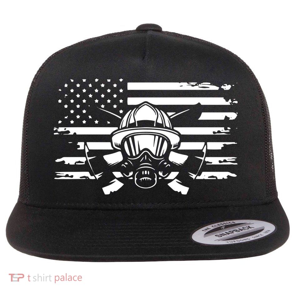 American Flag Fireman Firefighter Apparel Fireman Flatbill Hat