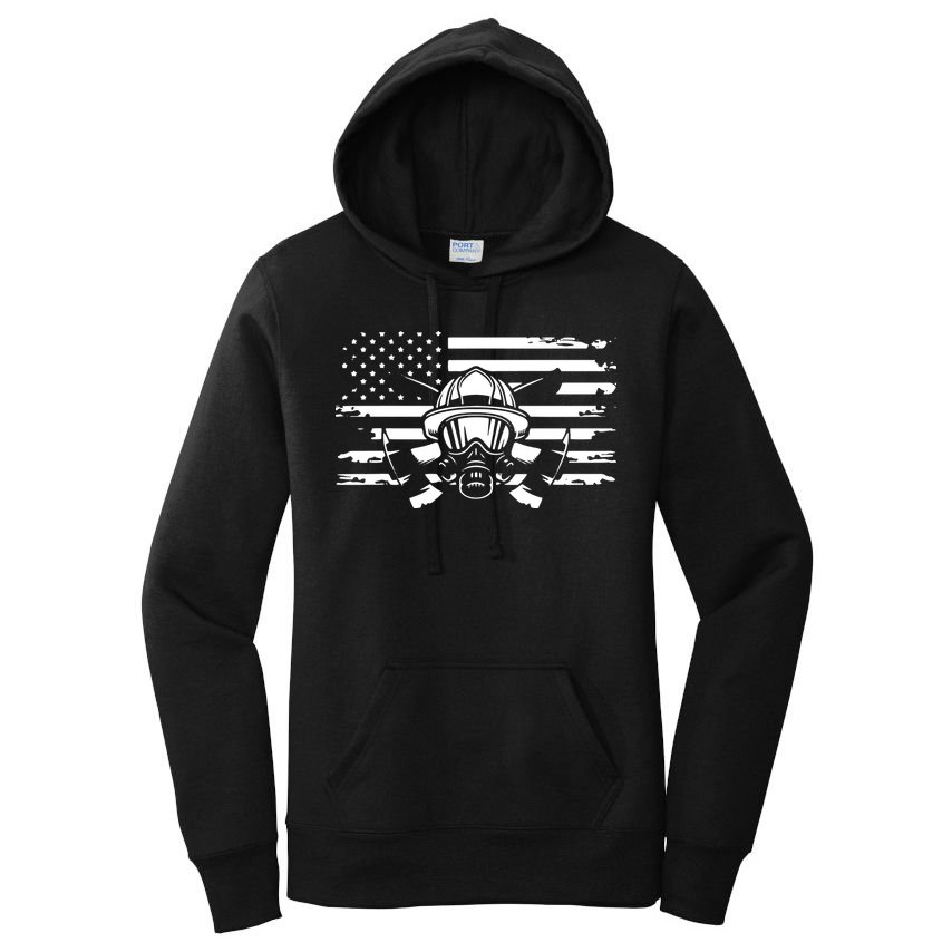 American Flag Fireman Firefighter Apparel Fireman Women's Pullover Hoodie