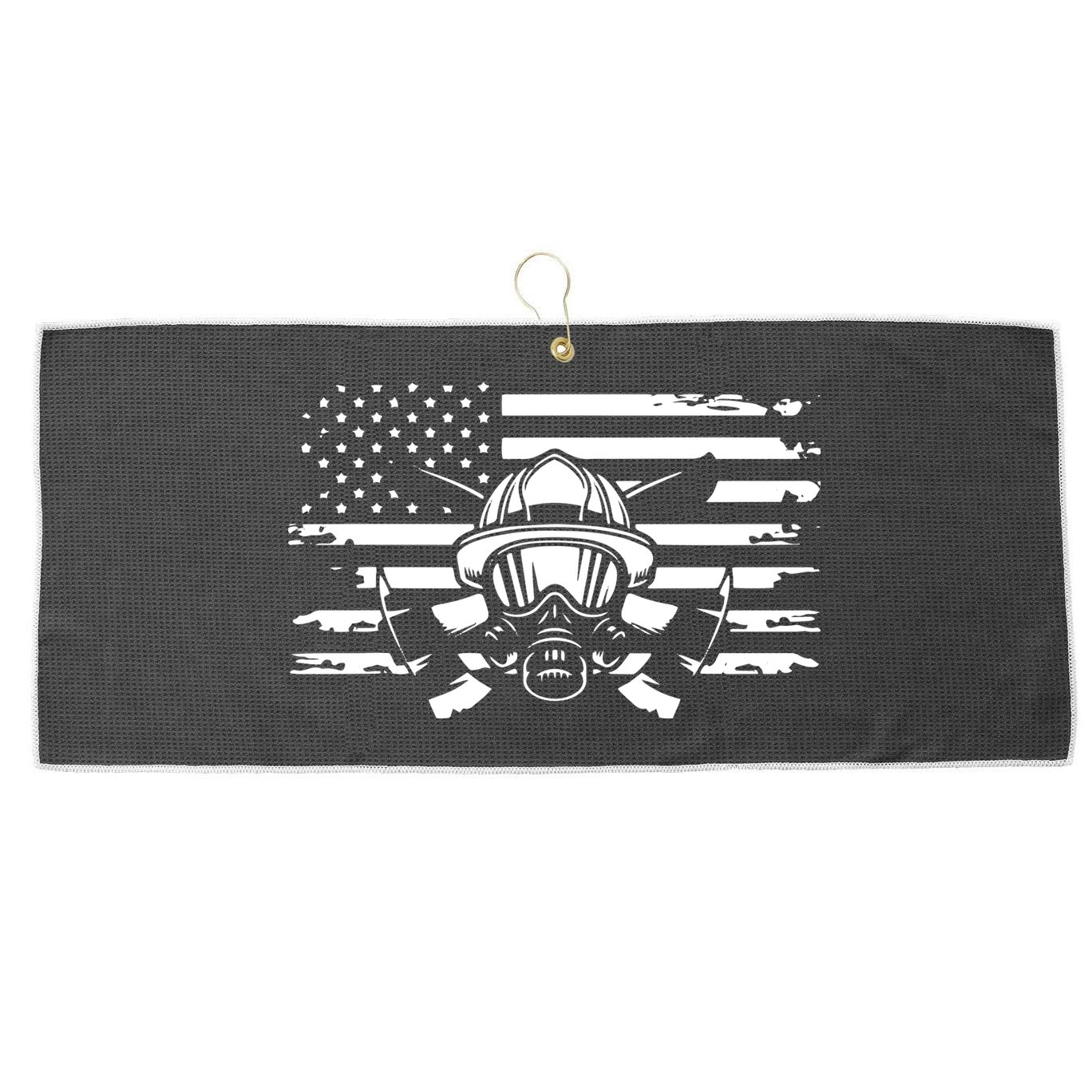 American Flag Fireman Firefighter Apparel Fireman Large Microfiber Waffle Golf Towel