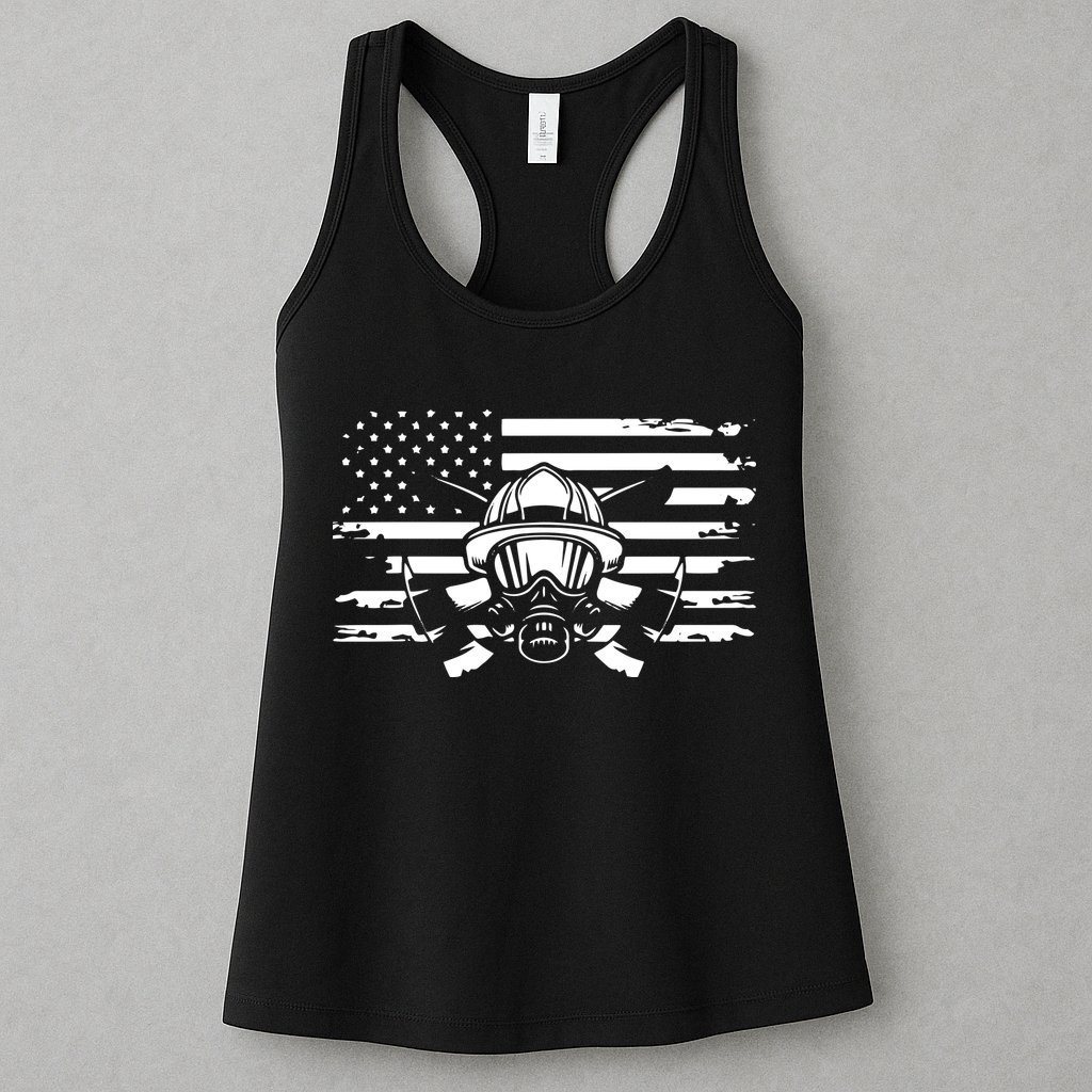 American Flag Fireman Firefighter Apparel Fireman Womens Tank Top