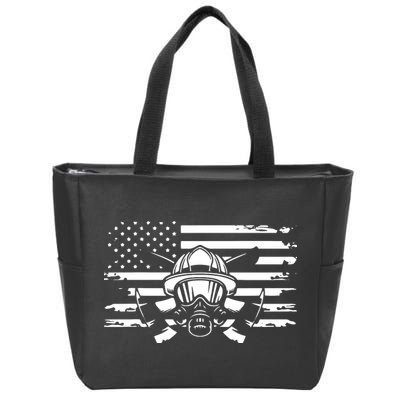 American Flag Fireman Firefighter Apparel Fireman Zip Tote Bag