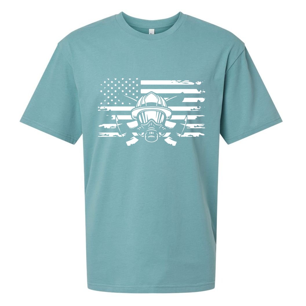 American Flag Fireman Firefighter Apparel Fireman Sueded Cloud Jersey T-Shirt