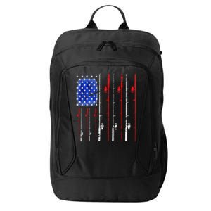 American Flag Fishing Rod Fishing Lover City Backpack