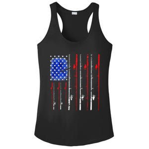 American Flag Fishing Rod Fishing Lover Ladies PosiCharge Competitor Racerback Tank