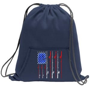 American Flag Fishing Rod Fishing Lover Sweatshirt Cinch Pack Bag