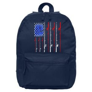 American Flag Fishing Rod Fishing Lover 16 in Basic Backpack