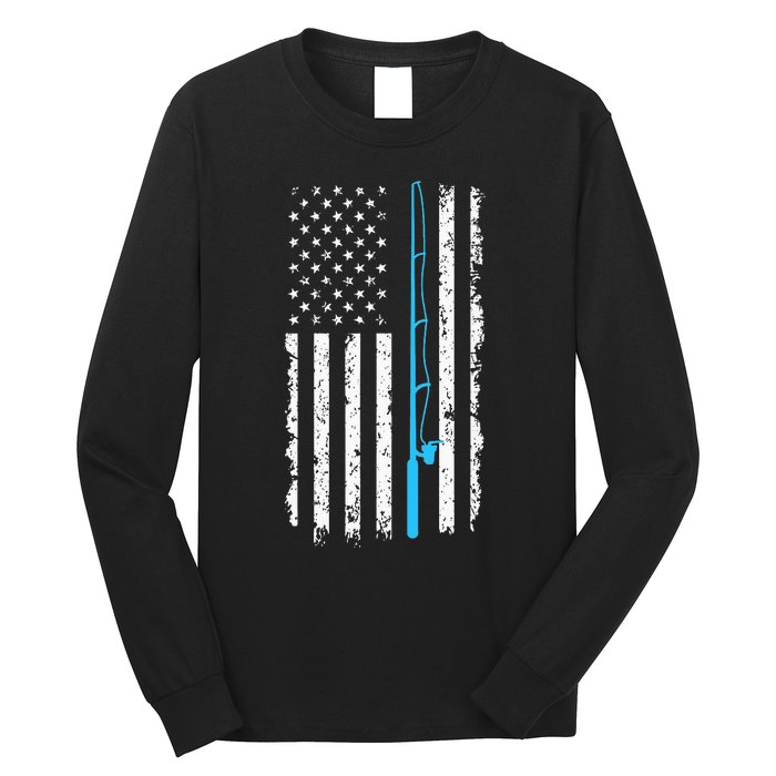 American Flag Fishing Rod Vintage fishing Long Sleeve Shirt