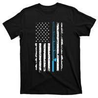 American Flag Fishing Rod Vintage fishing T-Shirt