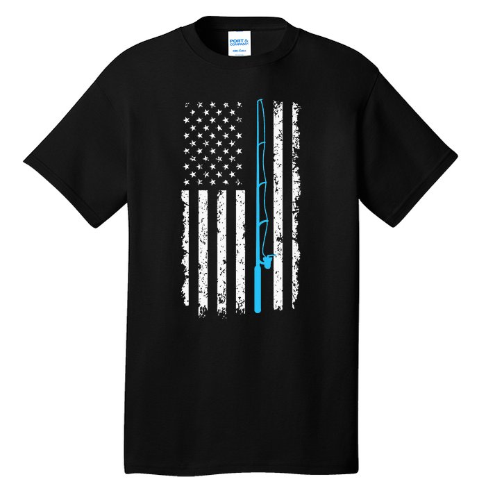 American Flag Fishing Rod Vintage fishing Tall T-Shirt