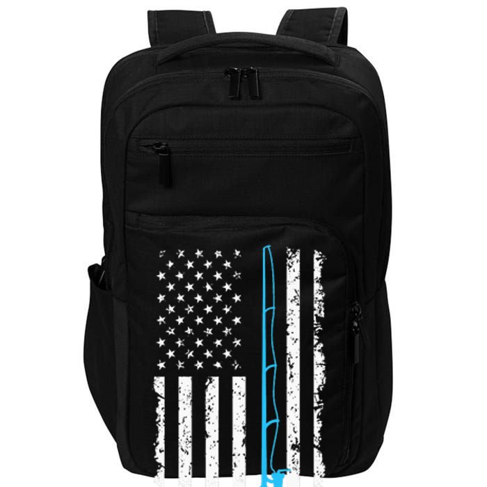 American Flag Fishing Rod Vintage fishing Impact Tech Backpack