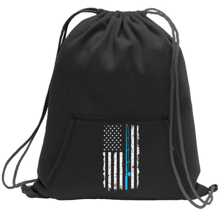 American Flag Fishing Rod Vintage fishing Sweatshirt Cinch Pack Bag