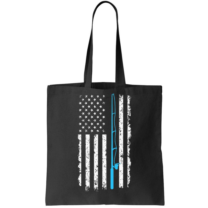 American Flag Fishing Rod Vintage fishing Tote Bag