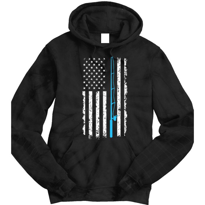 American Flag Fishing Rod Vintage fishing Tie Dye Hoodie