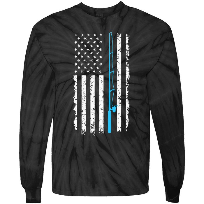 American Flag Fishing Rod Vintage fishing Tie-Dye Long Sleeve Shirt