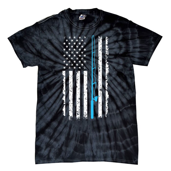 American Flag Fishing Rod Vintage fishing Tie-Dye T-Shirt