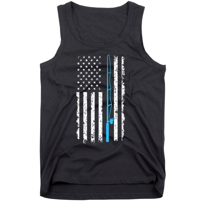 American Flag Fishing Rod Vintage fishing Tank Top