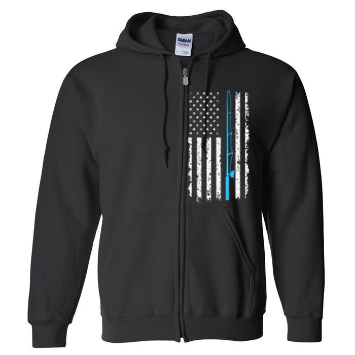 American Flag Fishing Rod Vintage fishing Full Zip Hoodie