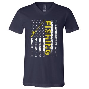 American Flag Fishing Rod USA Patriotic Hoodie V-Neck T-Shirt