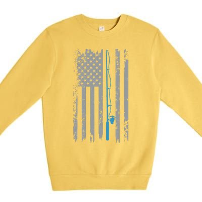 American Flag Fishing Vintage Fisherman Premium Crewneck Sweatshirt