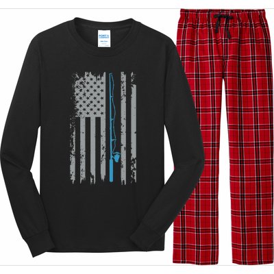 American Flag Fishing Vintage Fisherman Long Sleeve Pajama Set