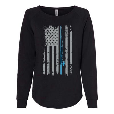 American Flag Fishing Vintage Fisherman Womens California Wash Sweatshirt