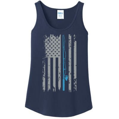 American Flag Fishing Vintage Fisherman Ladies Essential Tank