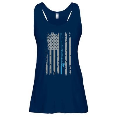 American Flag Fishing Vintage Fisherman Ladies Essential Flowy Tank