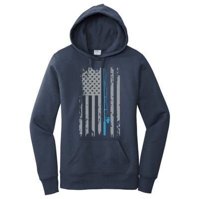 American Flag Fishing Vintage Fisherman Women's Pullover Hoodie